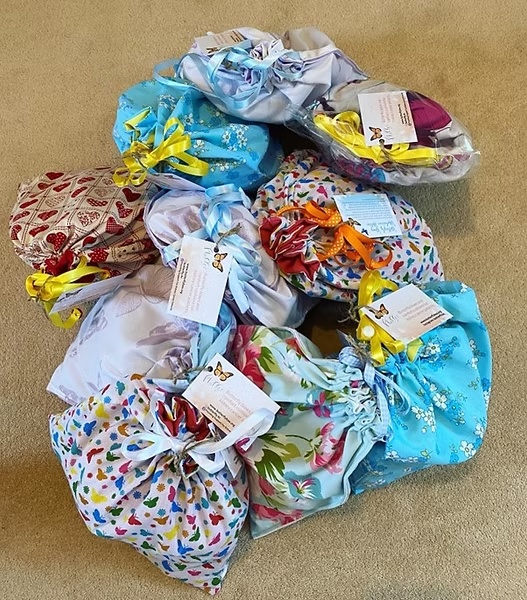Colourful Butterfly Bags ready to support kidney cancer patients